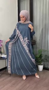 Kaftan Motif Cempaka Ld 180 cm Kaftan Panjang Muslim Wanita Nyaman