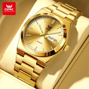 Đồng hồ OPK cho nam dây đeo bằng thép không gỉ chống nước ban đầu lịch dạ quang tuần với Hộp Quà Tặng Đồng hồ thời trang giản dị