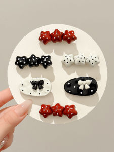 Polka Dot Hair Clips Womens Side Bangs Hair Accessories Sweet Style One Word Clip Precise Side Small Hairpins