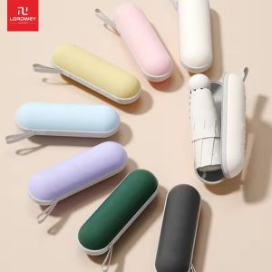 LORDWEY 8 Ribbed Sunshade Umbrella Portable Mini Sunshade Umbrella Ultraviolet Folding Pocket Capsule Umbrella with Case
