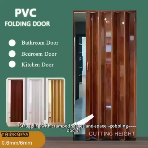 Accordion Folding Door Pvc Waterproof Space-Saving Sliding Door Room Partition