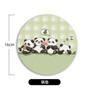 Cute Giant Panda Ceramic Heat Resistant Table Mat Nordic Retro round Cup Coaster Waterproof Pot Holder Non Slip Dining Table Mat