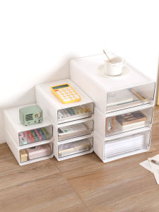 กล่องเก็บของสำนักงาน ชั้นวางของแบบพับได้ กล่องเก็บเอกสาร A4 ใส ชั้นวางของ ชั้นวางของสำหรับโต๊ะทำงาน กล่องเก็บของแบบพับได้