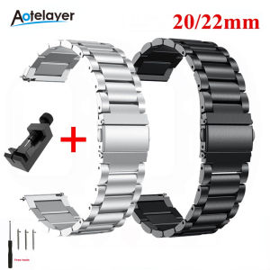 Aotelayer 20mm 22mm Stainless Steel Quick Release Watch Band For Galaxy Watch 3 42 46mm Gear S3 Active 2 Bracelet For Huawei Watch GT3 Pro Gt2e Watch Band