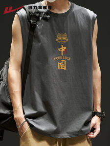 Loose Fit Large Size Mens Fitness Tank Top Cotton No Sleeve Basketball Uniform Male T-Shirt Summer Sportswear Youth Trend