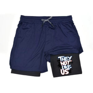 Men 2-in-1 Quick-Dry with Phone Summer Pocket Fighting Running Gym Fitness Jogging Training Towel Loop Workout Compression Short