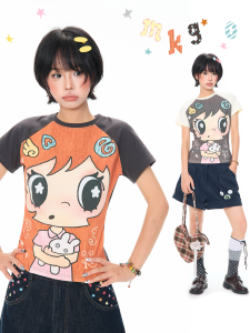 MKGO | Korean Style Color-block Short Sleeve T-Shirt Slim