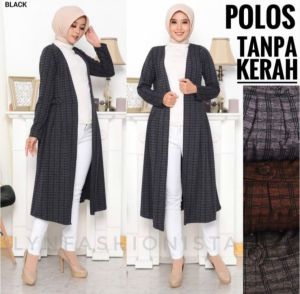 LYNFASHIONISTA-KARDIGAN WANITA MOTIF KOTAK TEBAL/LONG KARDI PANJANG MUSLIM/YUREZA