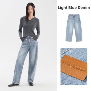 PEACEBIRD | High Waist Harem Jeans Water Washed Deconstructed Cocoon Style
