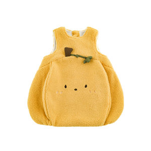 Warm Cotton Blend Pumpkin Embroidery Vest Dress for Girls Cute Doll Winter Dress Thickened Backless Strap Dresses for Kids