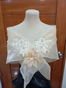 Filipiniana Alampay with lace patching design and handmade flower