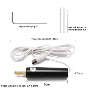 南之月 | Máy Khoan Điện Mini Cầm Tay Chạy Bằng USB Tự Làm Dùng Cho Việc Chế Tác Nhựa Kèm 3 Mũi Khoan Để Làm Đồ Trang Sức