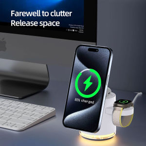 4 in 1 Foldable Fast Charging Station Qi2 15W Magnetic Wireless Charger for Magsafe iPhone16/15/14/13/12 iWatch 10-2 AirPods Pro