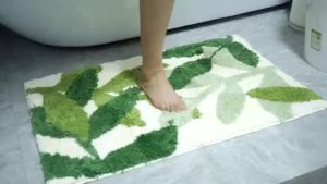 Thảm Phòng Tắm Chống Trượt Bằng Sợi Microfiber Mềm Mại Họa Tiết Lá Nhiệt Đới Thấm Hút Nước Dùng Cho Bồn Tắm Vòi Sen Và Làm Thảm Cửa Thân Thiện Với Môi Trường