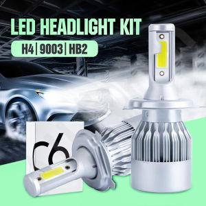 ZCAUTO 2 PCS C6 H4 H7 H11 9005 9006 COB Chip Auto Car Lampu Depan LED Universal 12V 24V 72W 7200LM 6000K Lampu Mobil Tahan Air