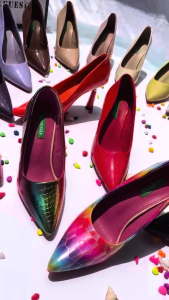 MAUDE GUESIS - Sepatu Heels Wanita 7cm Glossy Glitter Polos | VANESA G