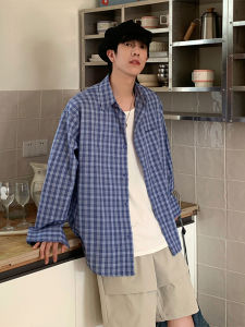 American Blue Plaid Shirt Coat Mens Summer Thin Fashion Brand Fancy Profile Loose Long Sleeves Sun Protection Shirt