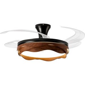 HUIPU | Silent Eye-protective Walnut Wood Grain Vintage Style Ceiling Fan Light