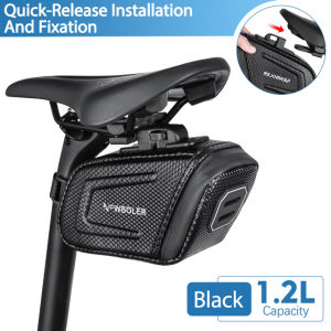 NEWBOLER 1.2L Waterproof Bicycle Saddle Bag Quick Release MTB Road Bike Saddlebags Reflective Striped Bike Bag Bike Accessories