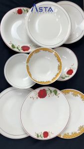 Piring Makan Keramik Cekung Motif Tebal Ukuran 9 Inch