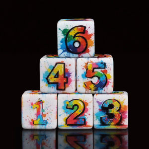 Bộ Xúc Xắc Acrylic Cầu Vồng 12 Chiếc 16mm D6 Phong Cách Graffiti Màu Nước Dành Cho Trò Chơi DND RPG Trò Chơi Trên Bàn