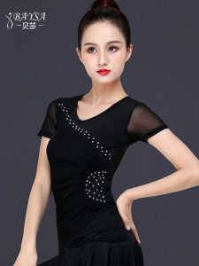 Baysa Latin Dance Practice Suit Womens Modern Dance Clothes Adult Spring Summer New National Standard Dance Costume Short Sleeve round Neck