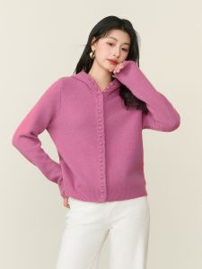 Basic House | Wool Hooded Sweater Casual Versatile Knit Cardigan