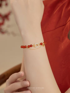 Red Agate Bracelet Womens Style Turquoise Silver Clasp Bracelet New Chinese Style Fashion Jewelry Hand Accessory