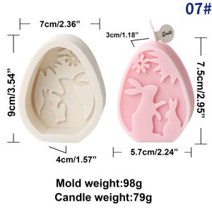 Easter Rabbit Candle Silicone Mold DIY Embossed Flower Pattern Animal Bunny Scented Soap Plaster Making Mould Resin Home Decor