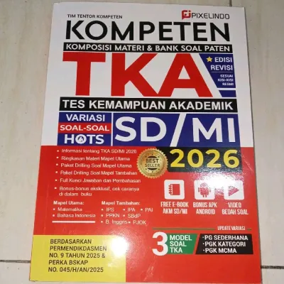 Buku TKA SD MI 2026 Edisi Revisi Terbaru Komposisi Materi & Bank Soal HOTS Lengkap Kisi-Kisi Resmi AKM Tes Kemampuan Akademik