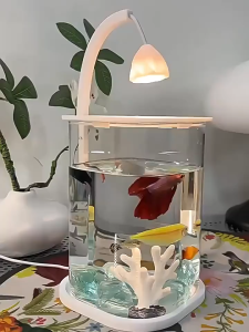 🐠ตู้ปลากัด🐠พิพิธภัณฑ์สัตว์น้ำ ตู้ปลาขนาดเล็ก พร้อมไฟ LED เหมาะสำหรับเลี้ยงปลากัด มีให้เลือก 3 ตัวเลือก 10*10*15cm