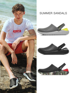 Mens Summer Casual Hole Hole Sandals Anti-Slip Driving Slip-On Beach Shoes Lightweight Thick Bottom EVA Slip-On Sandals