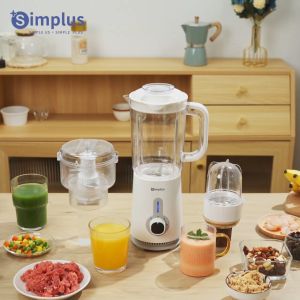 Simplus Multi-functional Blender 1.25L/0.5L/0.3L 3 in 1 380W Copper Motor 3 Cups With 3 Blade Types Juicing Mincing Grinding 2 Speed Options Pulse Setting Food Processor Juicer Meat Grinder Chopper