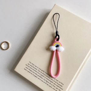 Nylon Weaved Rainbow Cloud Star Mobile Phone Lanyard Womens Style Earphone Strap Keychain Cute Cartoon Character Phone Case