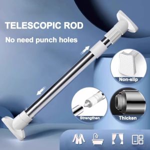 Extendable No Drilling Rod Adjustable Rack Pole Stainless SteeI Clothes Rod Adjustable Shower