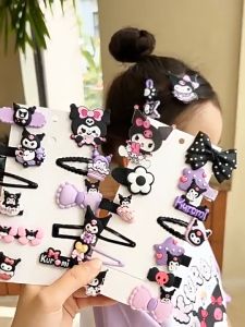 14Pcs Set Kuromi Cartoon BB Clips Lovely Sweet Girls Cute Side Bangs Hairpins Non-slip Hair Clips
