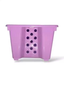 PLASTIC STACKABLE RECTANGULAR STORAGE BASKET
