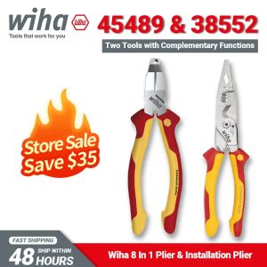 Wiha | Wiha 45489-38552 8 in 1 Multifunctional Pliers Tool Set Electrician Installation Pliers 1000V VDE Electrical Tools