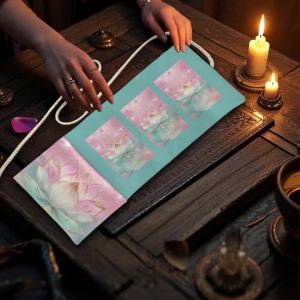 Gradient Color Lotus Tarot Cards Storage Bag Golden Outline Tarot Storage Bag Pink and Blue Gradient Starry Sky Divination Bag
