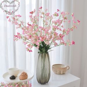 ดอกลิลลี่ประดิษฐ์ขนาดเล็กยาว97ซม. ดอกไม้พีชจากหุบเขาบ้านดอกไม้ปลอมจัดดอกไม้ประดับโต๊ะประดับบ้านงานแต่งงานงานเลี้ยงการตกแต่ง DIY