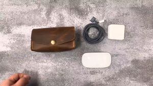 Vintage magic mouse charger organizer case  Leather organise case pouch for macbook charger cord mouse V01-LCMM