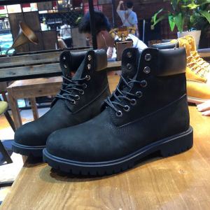 Martin Boots Mens Fleece Snow Boots Cotton-padded Shoes Fleece-lined Rhubarb Boots Leather Outdoor Hiking Water Repellent Classic High-Top Boots
