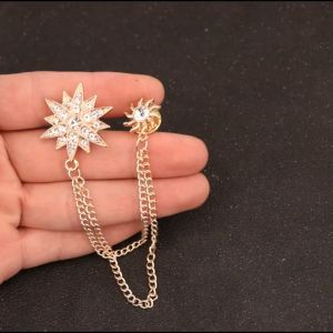 Korean Version Chain Brooch Mens Suit Brooch Sun Tassel Badge Brooch For Men Suits