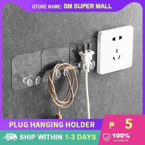 【Multi-Function】Power Plug Socket Holder Hooks Self Adhesive Cable Winder Hanger Toothbrush Home Kitchen Office Organizer