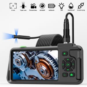 5IPS Screen Endoscope Autofocus Camera HD1080P Single Dual Triple Aviation Plug Video Car Inspection Borescope Waterproof LEDs