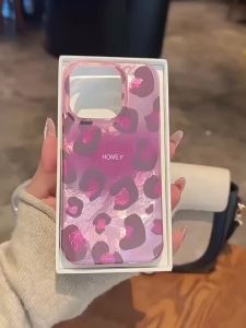 Fashion Pink Blend Leopard Print Phone Case for IPhone 11 12 13 14 15 16 17 Pro Max 17 Air 13 Mini 16 Plus Shockproof Back Cover