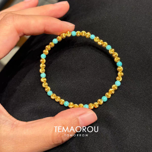 New Chinese Style Womens Bracelet Imitation Turquoise Dance Party Fashion Jewelry Thousand Gold Sense Ethnic Trendy Accessory