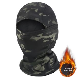 Ngụy Trang Lông Cừu Balaclava Mặt Nạ Chống Gió Chống Lạnh Cổ Gaiter Ấm Bảo Vệ Ngoài Trời Đi Xe Đạp Mùa Đông Phụ Kiện