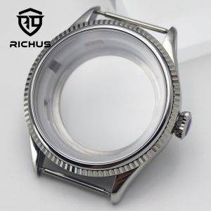 RICHUS NH35 Watch Case 39mm Silver Stainless Steel Watch Case Sapphire Glass Fit NH34 NH35 NH36 NH38 Movement Watch Accessories