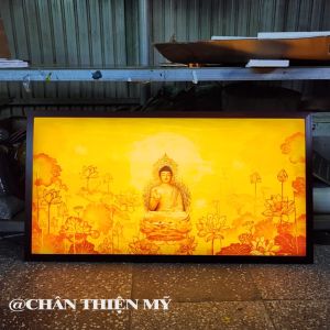 Đèn Hào Quang Trúc Chỉ In Ngang Phật A Di Đà Trang Trí Bàn Thờ Treo Tường TC-TN-67